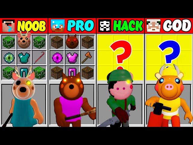 Minecraft NOOB vs PRO vs HACKER vs GOD ROBLOX PIGGY 5 Crafting Challenge (Animation)