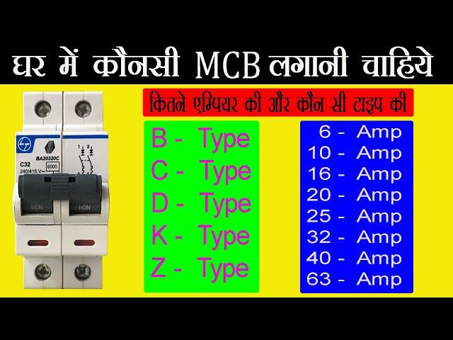 How To Choose MCB For Home || What type of MCB (B,C,D,K,Z) | आपके घर के लिए कौनसी MCB सही है