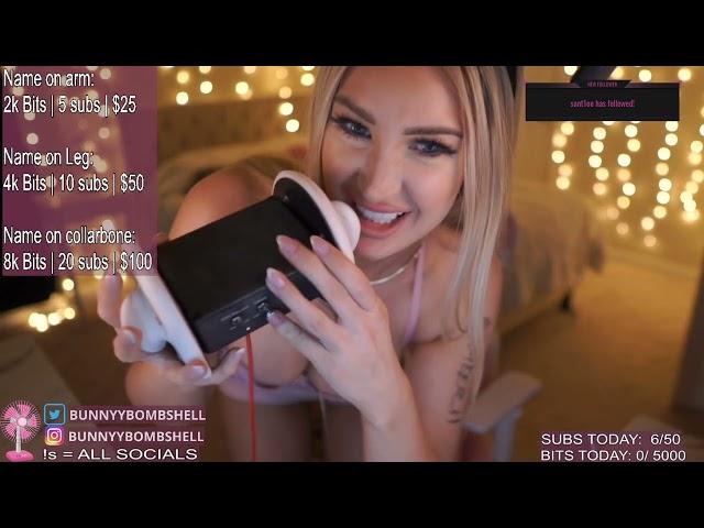 BUNNY BOMBSHELL ASMR EARLICKS LIVE ON TWITCH BUNNYYBOMBSHELL