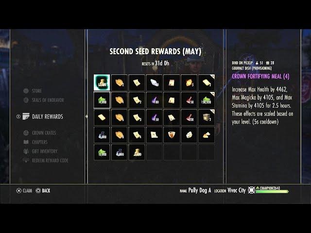 ESO May 2023 Login Rewards Crates PS5