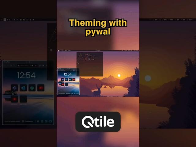 Qtile on LINUX can be beautiful. Theming with pywal #linux #qtile #learning #shorts