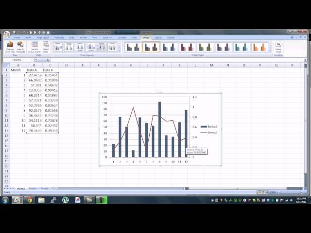 Excel Basics - Video Tutorial How To Graph Two Sets of Data On One Graph