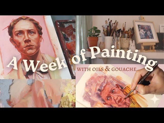 Paint With me  Oil Painting, Gouache Sketch and Chat  // Art Vlog