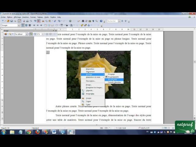 Open Office Writer Insérer des images avec légende et description