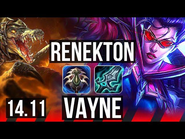 RENEKTON vs VAYNE (TOP) | Rank 4 Renekton, 8 solo kills, Rank 28 | EUW Challenger | 14.11