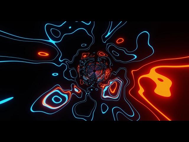 VJ LOOP NEON Hypnotic Blue Orange Tunnel Abstract Background Video Lines Pattern 4k Screensaver