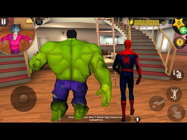 HULK and SPIDERMAN Enter In Miss T House - Scary Teacher 3d New Prank | Funny Android game