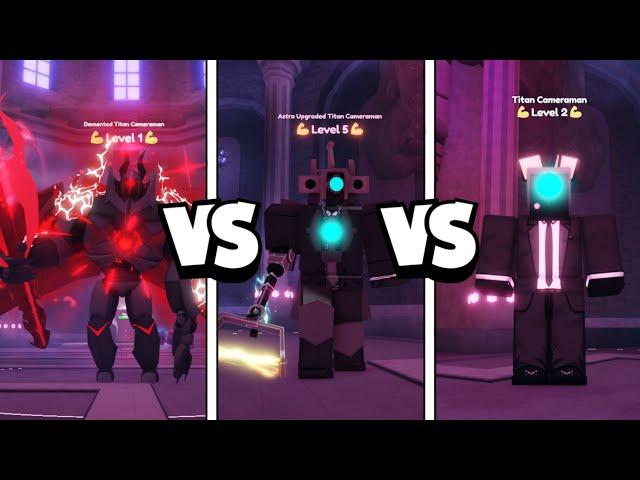 DEMENTED vs ASTRO UPGRADED vs TITAN CAMERAMAN!  | Toilet Tower Defense Roblox