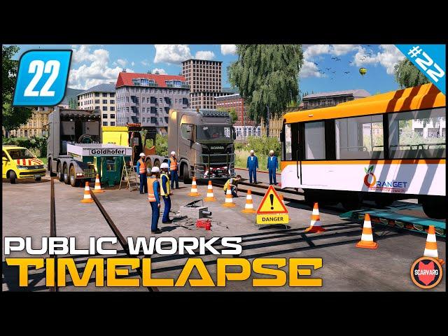  Transporting And Unloading A New Tram In For The City ⭐ FS22 City Public Works Timelapse