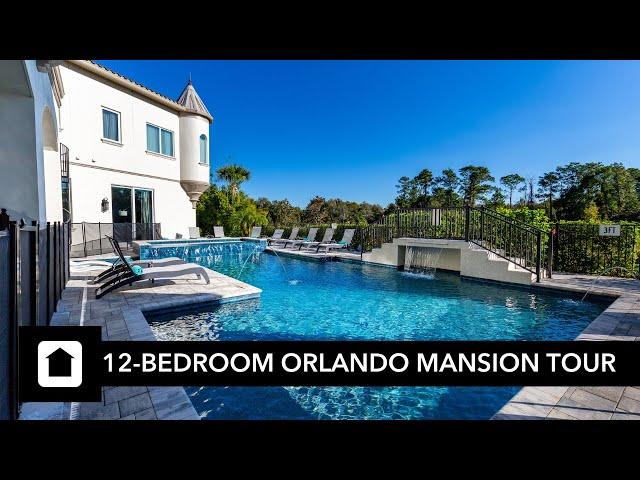 Take a tour of this stunning 12-bedroom Orlando mansion near Disney World!