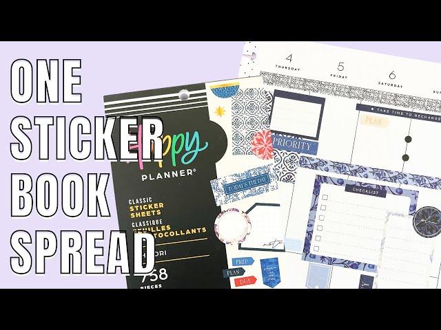 Plan With Me | One Sticker Book Spread | Shibori Happy Planner Sticker Book | Classic Spread