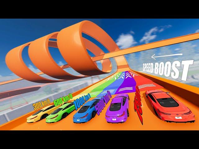 Speed ​​Boost Car Platforms #4 (300, 600, 1000, 5000, 15000 km/h) - Beamng drive