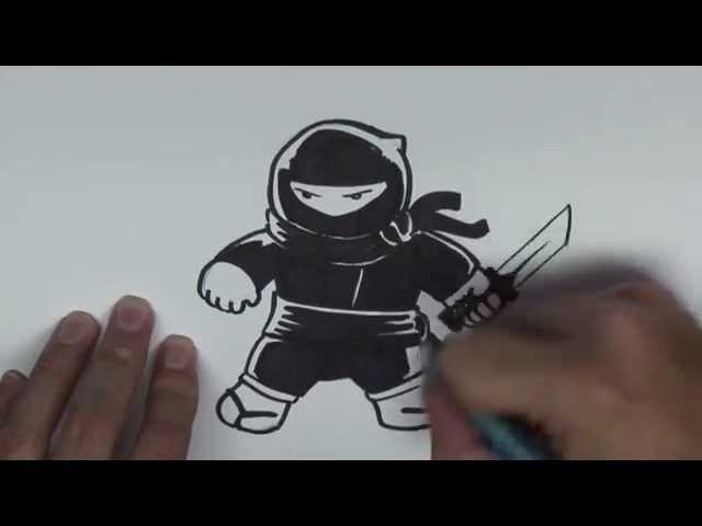 How to Ink a Ninja drawing - version 1 of 5 - "Cute" Ninja