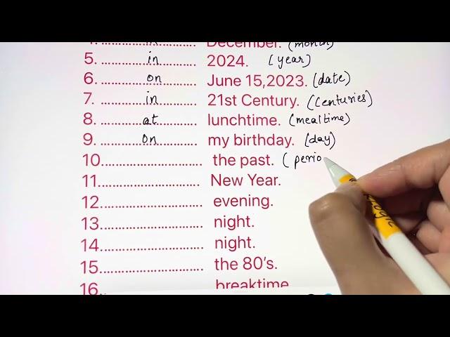 Prepositions of Time | English Grammar Test