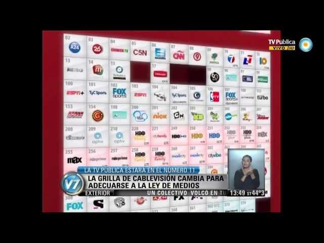 Visión 7: Grilla de Cablevisión: La TV Pública en el canal número 11