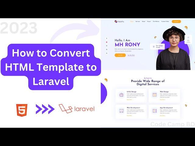 How to Convert HTML Template to Laravel || Laravel Advance Course  #laravel #code_camp_bd #php