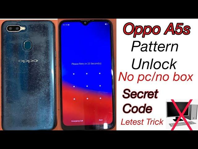 Oppo a5s hard reset pattern pin unlock without pc | oppo pattern unlock 2023