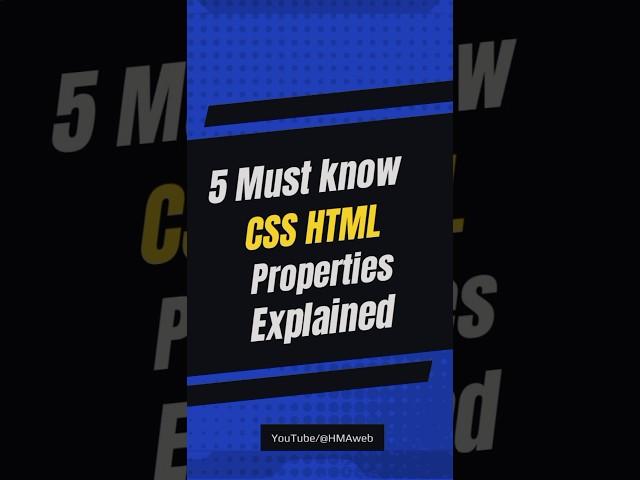 5 Must Know CSS  Properties Explained, #csstips, #htmlcss #webdevelopment