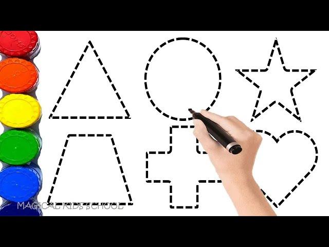 2d shapes drawing activity for kids, how to draw shapes, 2d shapes, colors song, Preschool Learning