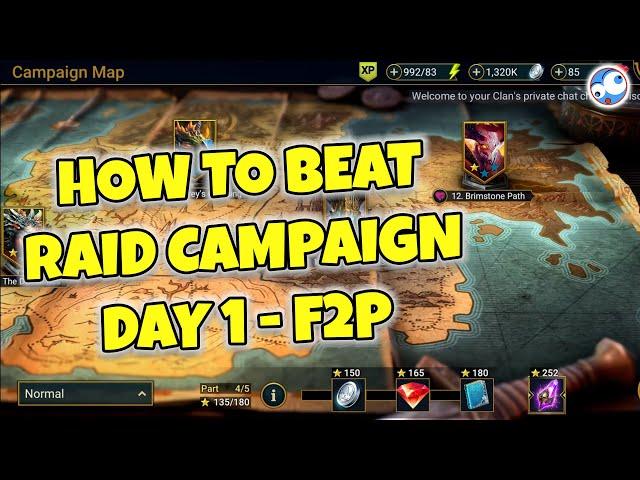 How to beat Raid Shadow Legend's Campaign on DAY 1 - FREE TO PLAY (New player guide - Normal)