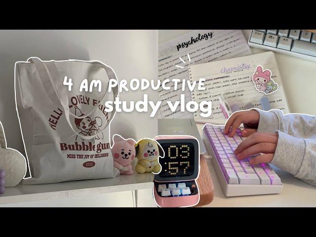 study vlog  waking up at 4am, revising for exams, note taking, rose pasta, beach picnic, skincare