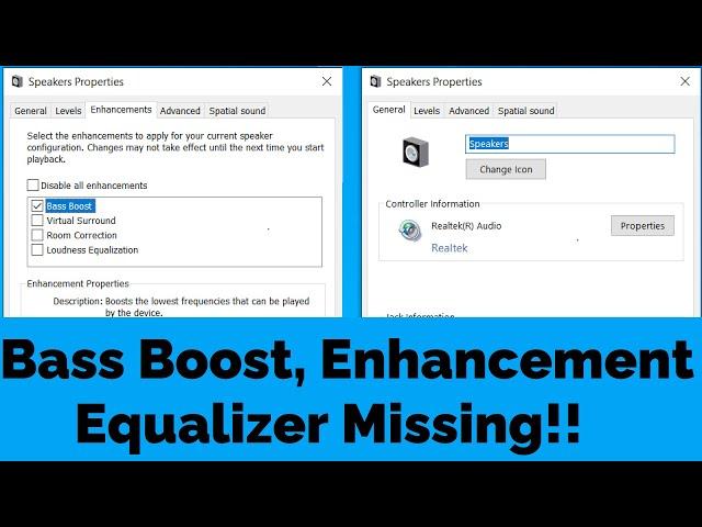 Bass Boost & Enhancement Missing in Sound Settings {Equalizer Settings} Windows 10 & Windows 11