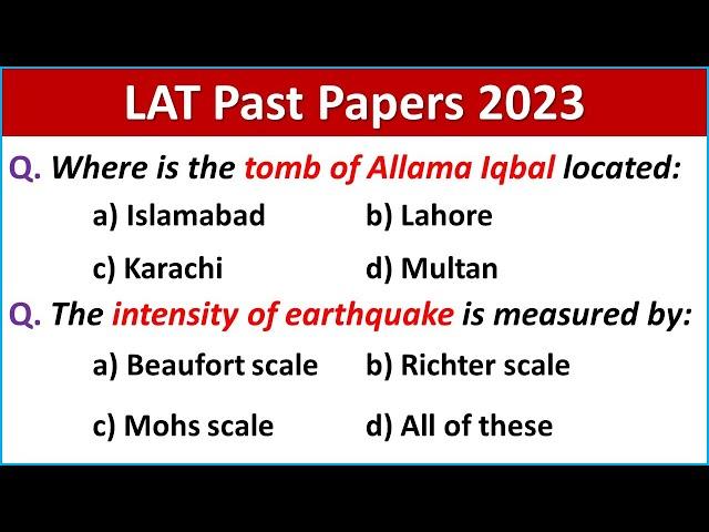 LAT Past Papers 2023 | LAT Test Past Past Papers 2023 | HEC LAT Past Papers 2023 | LAT 2023 Mcqs