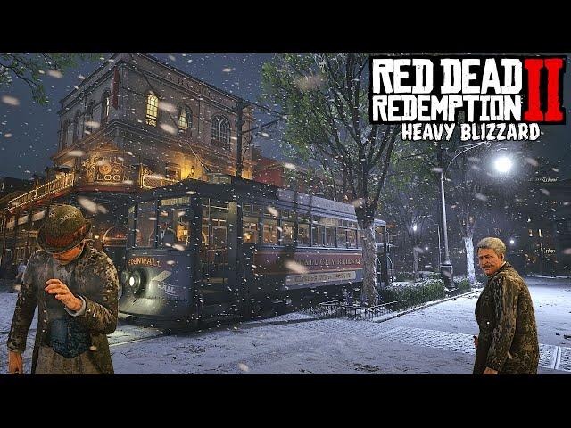 [4K] Walking In A Blizzard Around Saint Denis - Red dead redemption 2