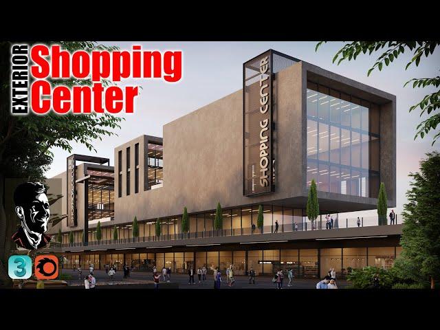 Shopping Center - Exterior Tutorial - Sketch - 3Ds Max Corona Renderer - Photorealistic Render