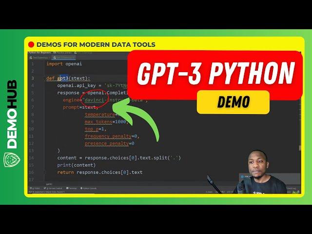 GPT-3 Demo // GPT-3 Beginners Tutorial with Python - Installation and Setup | www.demohub.dev