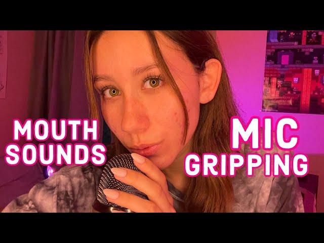 ASMR | mic gripping with mouth sounds (100% sensitivity)