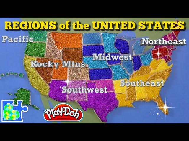 United States Map || Regions of the USA || Learn the States! || Play-Doh Map