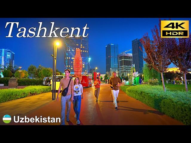 Tashkent Walking Tour | Evening walk in Tashkent City Park, and Tashkent Metro | Uzbekistan 4K HDR