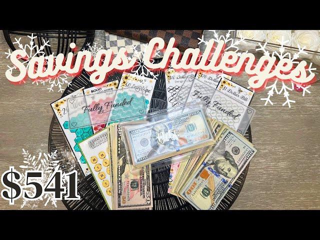 Cash Stuffing $541 | Reallocating Completed Savings Challenges #cashenvelopesystem