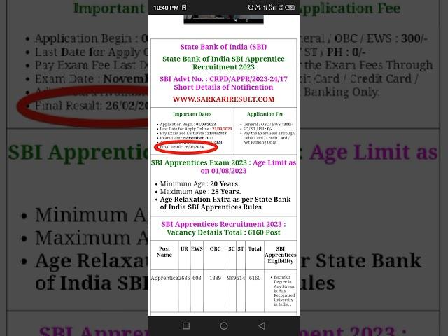 sbi apprentice final result 2023#sbi #shorts