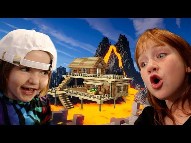 LAVA HOUSE TOUR!! Adley and Niko explore our Volcano Neighborhood & ALL our Family Minecraft Worlds!