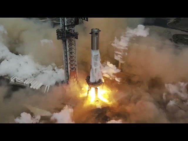 IGNITION! SpaceX Starship Super Heavy Booster 10 Static Fire Test (Drone Cam)