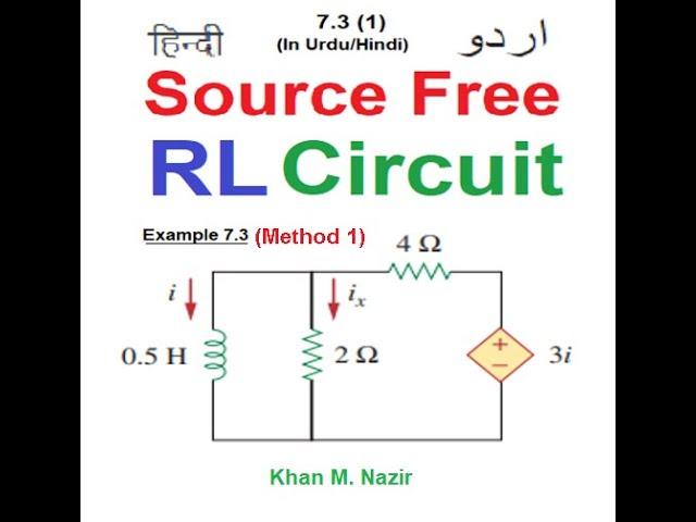 Source Free RL Circuit || Example 7.3(method 1)  || LCA 7.3(1new) (Urdu/ Hindi)