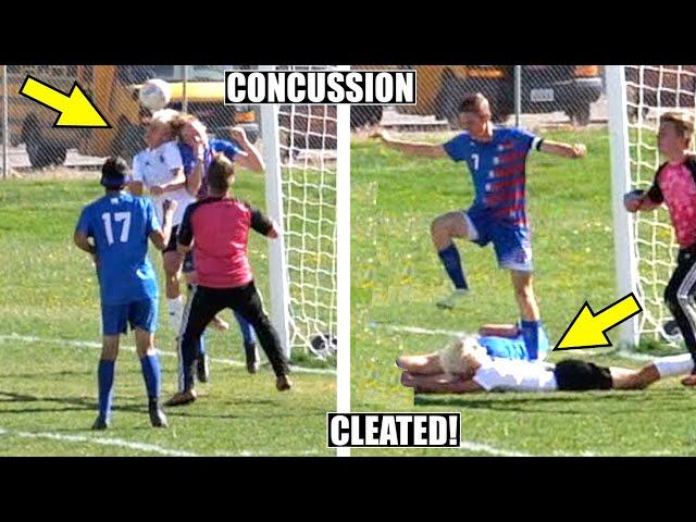 HEADER CONCUSSION and STOMPED ON with CLEATS at HEATED SOCCER GAME! ️