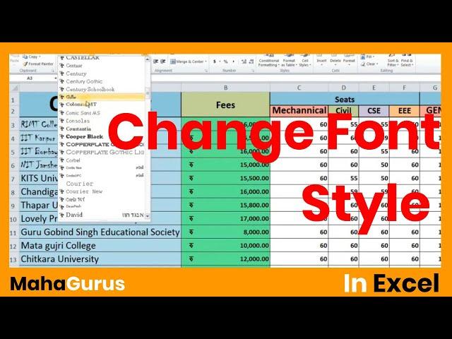 How to Change Font Style In Excel- Change Font Style Excel Tutorial