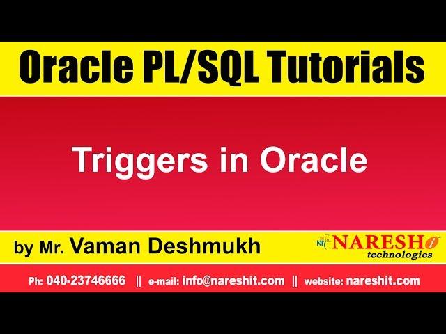 Oracle PL/SQL Tutorials | Triggers in Oracle | by Mr.Vaman Deshmukh