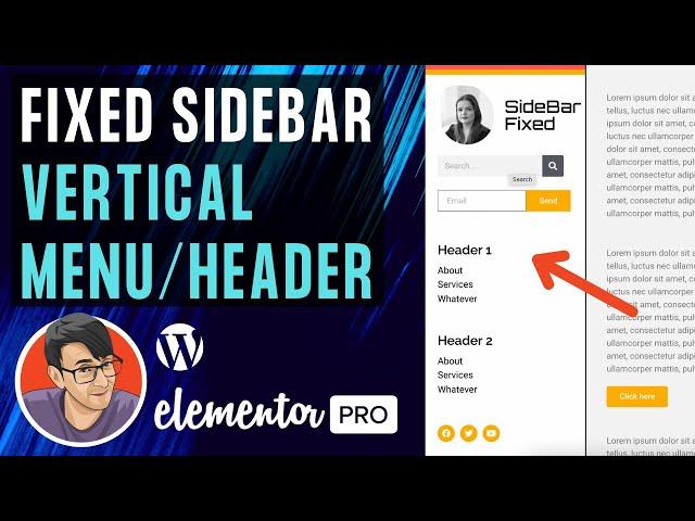 Elementor - Fixed Sidebar Vertical Menu/Header with NO code