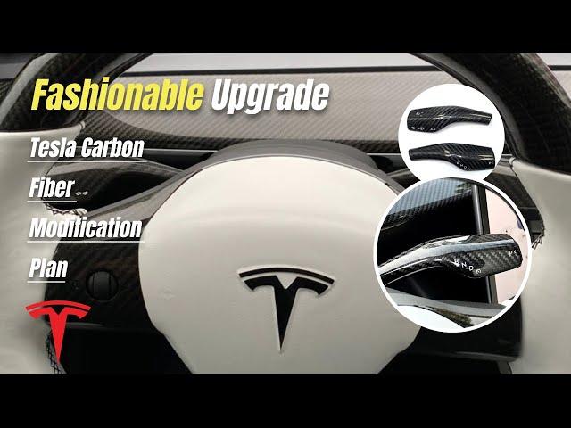 Elevate Your Tesla Model 3 / Y's Interior with Stylish Carbon Fiber Mods!