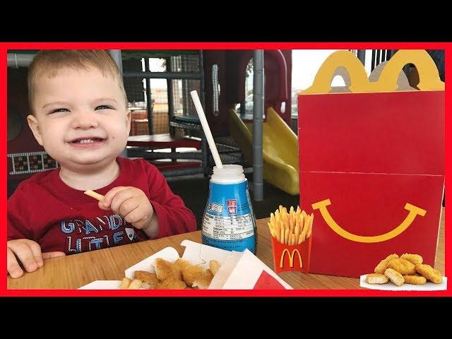 Family Fun With Kids at McDonald's Indoor Playground PlayPlace! REAL FOOD Happy Meal Toy Surprise