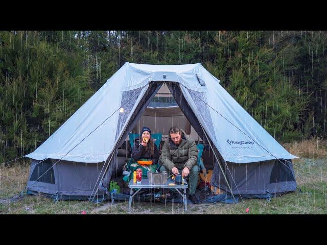 Cozy Car CAMPING in the RAIN - Glamping Tent - The Perfect Setup