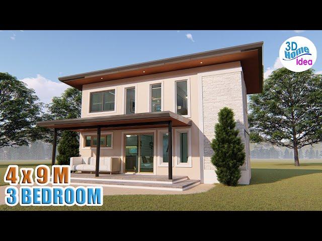 ELEGANT  3 Bedroom Loft type House Design Ideas | 4 x 9 Meters  Small House