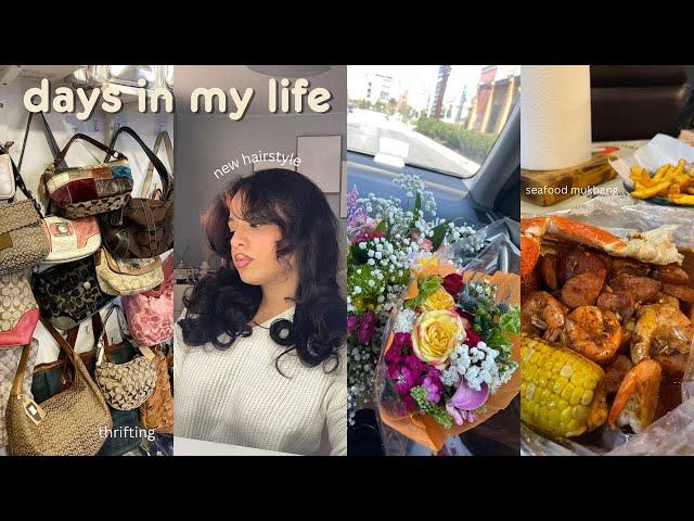 VLOG: New Hairstyle, Celebrating Milestones, Thrifting, Seafood Mukbang, Selling Clothes, etc