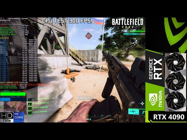 Intel i9 13900K CPU Test, Battlefield 2042 Ultra Settings 720p | RTX 4090