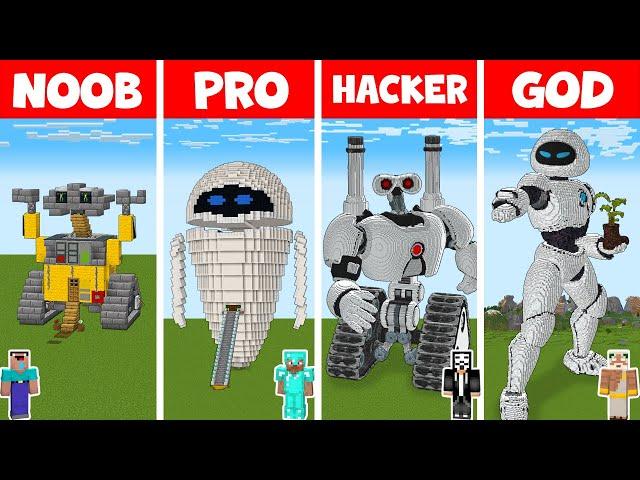 Minecraft NOOB vs PRO vs HACKER vs GOD - WALL-E STATUE HOUSE BUILD CHALLENGE