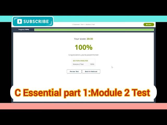 cisco programming essentials in c module 2 test answers|| C Essential part 1 module 2 test @Cisco